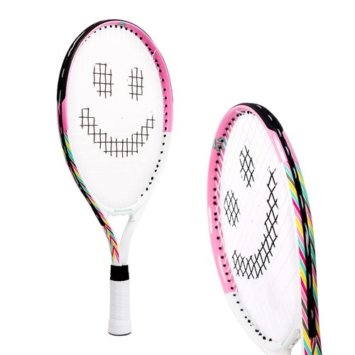 Kids Tennis Racket with Training Videos – 19 Inch Aluminum Youth Tennis Racket, Neoprene Handle – Junior Tennis Racket for Kids Age 5-10 – Childrens Tennis Rackets by Street Tennis Club, Pink/White