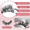 KELEAPEKER 2 Pairs Natural Magnetic Eyelashes,Reusable Magnetic Lashes Kit without Eyeliner,Magnetic Lashes Set with Applicator Makeup Tool,Wispy False Eyelashes No Glue Required(2 Pairs,Pink)