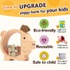 Summidate Wooden Piggy Bank for Kids, Cute Money Bank for Boys and Girls, Unbreakable Wood Coin Bank, Creative Saving Money Jar Personalized Present for Child Birthday Christmas & Decor