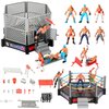 32Pcs Wrestling Toys for Kids, Wrestlers Playset with 12 Wrestling Action Figures, 2 Wrestling Rings, Many Realistic Accessories, Toy Figures & Playset Gift for 2 3 4 5 6 Boys Girls, Cool Cake Toppers