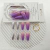 Short Press on Nails Coffin False Nails with Glitter Sequins Designs Purple Gradient Glue on Nails Short Nails Press ons Glossy Acrylic Nails Full Cover Stick on Nails for Women 24Pcs