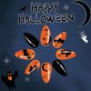 Halloween Fake Nails Short Almond Press on Nails Orange and Black Acrylic Nails Press on Glossy False Nails with Ghost Bat Designs Full Cover Artificial Nails Reusable Glue on Nails for Women 24Pcs