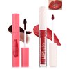 Brown Peel Off Lip Liner Stain & Red Lip Oil Set, Waterproof Long Lasting Tattoo Peel & Reveal Lip Stain Tint, Hydrating Non-Sticky Tinted Lip Gloss Oil, Plumping Glossy Lip Combo Makeup for Women-D