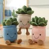 WUZHOU Tulip Plush Toy, 13.7" Flower Pot Stuffed Plushie Pillow Decoration, Soft Fluffy Toy Succulent Plants Friend Throw Pillow, Multicolor (Khaki-Succulent)