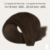 Full Shine Genius Weft Hair Extensions Hair Weft Extensions Brown Hair Extensions Sew In 16 Inch 50G Hand Tied Weft Real Human Hair Sew In Extensions Straight Hair Color Dark Brown