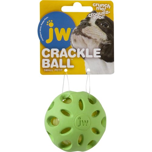 JW Pet Crackle Heads Ball Rubber Durable Fetch Chew Dog Toy 2.3 in Small 3 Pack