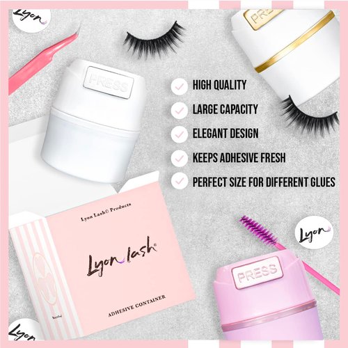 Lyon lash Glue Storage Container, Pure White, Airtight Adhesive Holder For Eyelash Extension Glues, Sealed Jar/Tank/Box/Bottle, Lashes Extensions Supplies