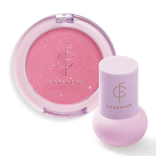 FORENCOS Matte Blush Set (Puff Included), Glitter Long Lasting Korean Blush Power, Zero Sebum Shine, Flawless Finish, Easy Blending, Lightweight & No Cakey Residue, Glitter (PURE MURIELLE)