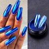 1 Box Mirror Nail Art Glitter Powder Holographic Metallic Gold Sliver Dust Sequins UV Gel Nail Chrome Pigment Decoration (Blue)