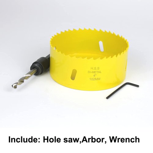 JIECHENG Bi-Metal 4 inch Hole Saw with Arbor Mandrel for Cutting Wood,Cornhole Boards,Drywall,Plasterboard,Plywood,Steel,Aluminium,Brass,Copper,Zinc,Tin,102mm