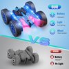 CoziBB Remote Control Car, RC Cars with Strip Lights and Headlight, 2 Hours Long Battery Life, 4WD Double-Sided 360° Flips Rotating Stunt RC Car Toys, Birthday Gift for Boys Girls (Blue)