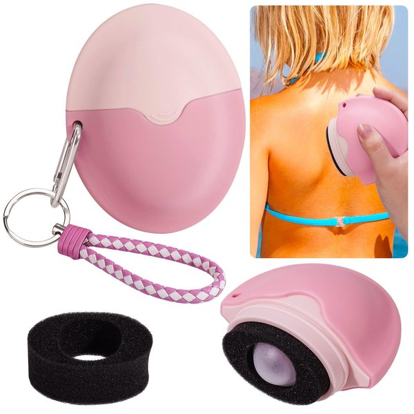 Refillable Sunscreen and Body Lotion Sponge Roller Applicator for Kids and Adults, Child-Friendly Silicone Roller with Even, Mess-Free Application, Travel-Size for Hassle-Free Skincare Routine (Pink)