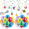 66 Pieces Science Birthday Party Decorations 42 Pieces Science Themed Balloons Math Latex Balloons 24 Pieces Science Hanging Swirls Chemistry Laboratory Streamers Decorations for Lab School Classroom