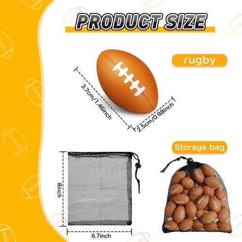 Zhanmai 40 Packs 1.4 Inch Mini Football Sports Stress Ball Mini Foam Sports Ball Mini Footballs Bulk for Footballs Party Favors Supplies Decoration Outdoor Games