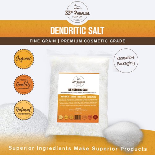 DENDRITIC Salt | 1 lbs | Premium Fine Grain for Bath Salts, Scrubs, Exfoliants, Milk Baths & More | Sizes 1 to 5 LBS | (1 Pound)