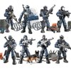 Ulanlan Special Forces Mini Military Action Figure with Weapons and Accessories Building Blocks Playset, 8 PCS Multiple Movable Joints SWAT Police Figure, Best Gift for Boys 8 9 10