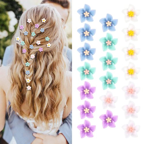 Paderison 20Pcs Flower Clips Purple Hair Accessories for Girls Rapunzel Hair Flowers floral hair ...