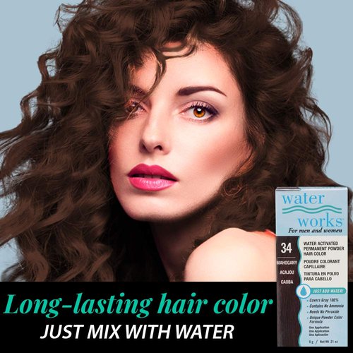 Water Works Powder Hair Color, Permanent, 3 packs (Mahogany)