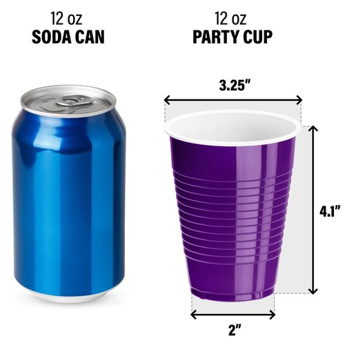 DecorRack Purple Plastic Cups, 12 oz Disposable Cups, Party Supplies (60 Count)