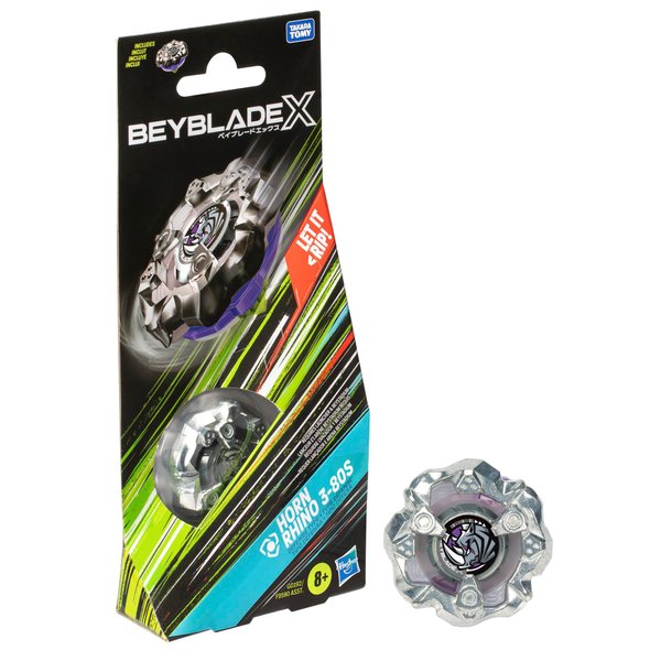 Beyblade X Horn Rhino 3-80S Booster Pack Set with Defense Type Right-Spinning Top; Battling Top Toys for 8 Year Old Boys and Girls