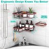 YASONIC Corner Shower Caddy, 3-Pack Adhesive Shower Caddy with Soap Holder and 12 Hooks, Rustproof Stainless Steel, No Drilling Wall Mounted Rack Organizer, for Bathroom, Bronze
