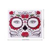 4 Pcs Day of The Dead Sugar Skull Face Temporary Tattoo Halloween Makeup Tattoo Stickers for Halloween Masquerade Party with 1 Rose Red Flower Crown Headband