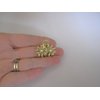 Small shiny gold metal double flower hair claw clip with crystals