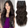 Vigorous Clip in Hair Extensions 20Inch Dark Brown Hair Extensions Clip Ins 6Pcs Long Wavy Soft Synthetic Hairpieces for Women(Dark Brown)