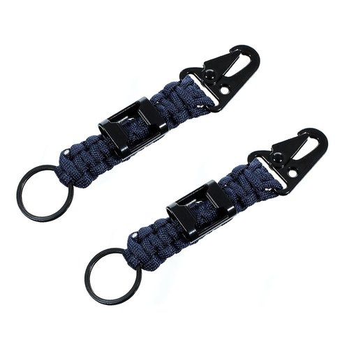 Paracord Planet Handwoven Paracord Keychain with Carabiner and Bottle Opener - 2 Pack (Navy)
