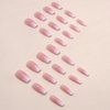 RUPOFUZA Medium Press on Nails Coffin Fake Nails 24Pcs Ombre Pink Square False Nails with Gloss Designs Acrylic Nails Press ons Artificial Nails Stick on Nails for Women