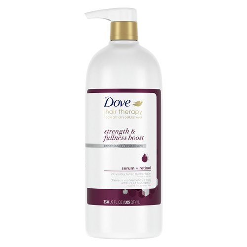 Dove Hair Therapy Conditioner Strength & Fullness Boost Strengthening Treatment for Thin, Fine Hair Sulfate Free Conditioner for 2X Visibly Fuller, Thicker Hair 33.8 oz