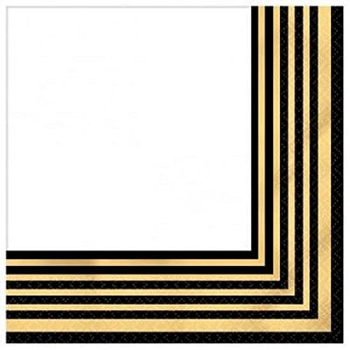 Amscan Striped Border Beverage Napkins 5'' x 5'' | 16 Pcs.