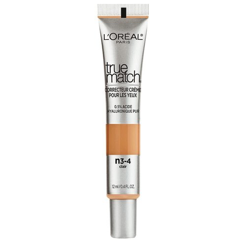 L’Oréal Paris True Match Eye Cream in a Concealer, 0.5% hyaluronic acid, Light N3-4, 0.4 fl. oz.