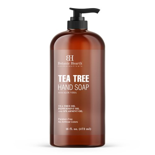 Botanic Hearth Tea Tree Liquid Hand Soap - Sulfate Free Formula - Multi Purpose Hand Wash with Aloe Vera and Premium Grade Tea Tree Oil, Pump Dispenser - 16 fl oz