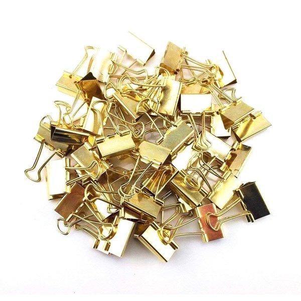 Coolrunner 48pcs Golden Metal Binder Clips, Office Clips, Utility Paper Clips