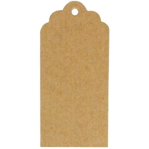 Wrapables 50 Gift Tags/Kraft Hang Tags with Free Cut Strings for Gifts, Crafts & Price Tags - Scalloped Tag