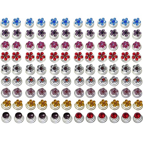 108 Pc Set Hair Jewel Flower Hair Sticks Hair Pins 12 each of 9 Sparkly Colors-108hairTwists