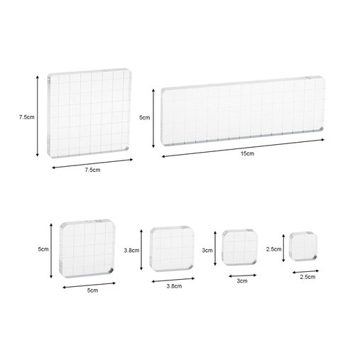 Suwimut 12 Pieces Acrylic Stamp Blocks, Assorted Sizes Clear Acrylic Mounting Blocks Set, Decorative Stamp Blocks Essential Stamping Tools with Grid Lines for Scrapbooking Crafts Card Making