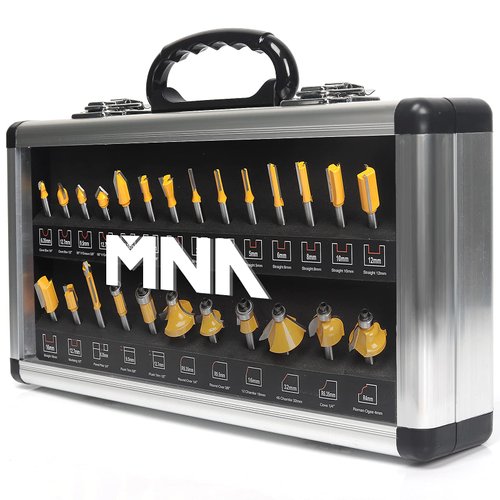 MNA Router Bit Set 25 Pieces 1/4 Inch, European Edition Router Bits Kit, Traditional Woodworking Tools, Aluminium Case