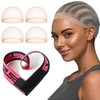 SAKALAKA HD Wig Cap with Strap Elastic Band,4 Pieces Hair Net for Wig, Stretchy Nylon Wig Caps for Women,Strap Elastic Band for Lace Front Wigs（4PCS with Strap Elastic Band）