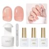GAOY 3 Pcs Gel Nail Polish Kit with Mini UV Light, Include Natural Nude Pink Sheer Gel Polish, Base Coat and Top Coat, Gel Manicure Kit for Nail Art DIY at Home