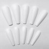 AddFavor 240pcs Coffin Press on Nails Long White Full Cover Fake Nails Matte Ballerina False Nail Tips for Women and Girls, White Nails
