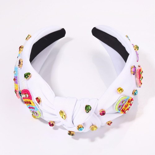 boderier Ice Cream Popsicle Headband Beaded Knotted Headband for Women Jeweled Crystal Embellished Headband Summer Party Birthday Girls Headband Accessories Gifts