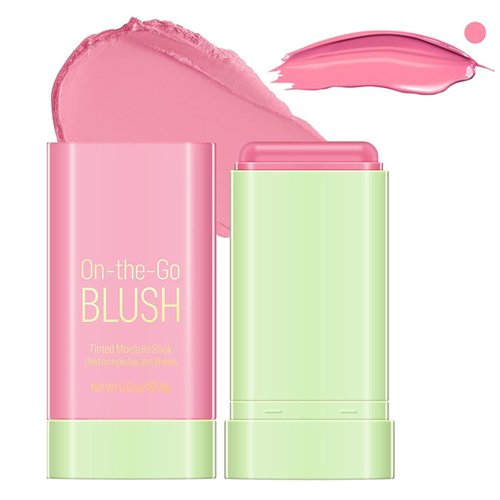 Shmian Cream Blush Stick on Cheeks Eyes and Lips, Waterproof Natural Nude Makeup Blush Stick-Beauty Solid Moisturizer Stick
