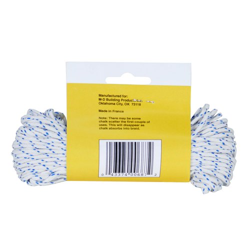 M-D Building Products 00687 Replacement Chalk Line, 100ft, White Braided for Maximum Durability, Easy-to-Use Chalk Line for Precision Marking, Ideal for Construction, Carpentry & DIY Projects