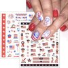 6Pcs Independence Day Nail Art Stickers Patriotic American Flag Heart balloon Fireworks Nail Design 4th of July Nail Stickers 3D Self-Adhesive Star Nail Decals Decoration for Women DIY Nail Supplies