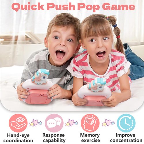 Intoypad Quick Push Pop Fidget Game Toys, Rainbow Unicorn Light Up Fidget Toys Electric Pop Bubble Game Controller Handheld Puzzle Sensory Toys Christmas Birthday Gifts for Kids Girls 2024