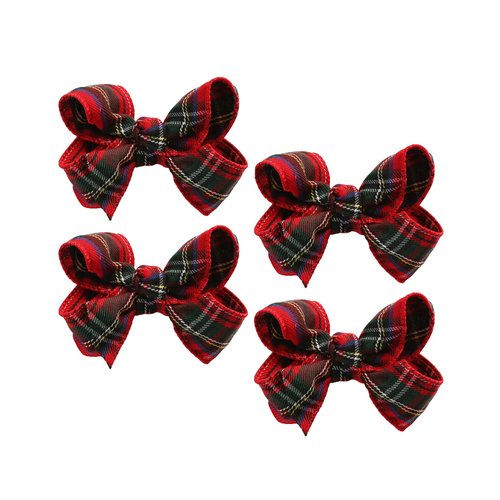 4Pcs Christmas Hair Bows Clips Plaid Ribbon Hair Accessories Red Green Xmas Barrettes Party Decorations for Women