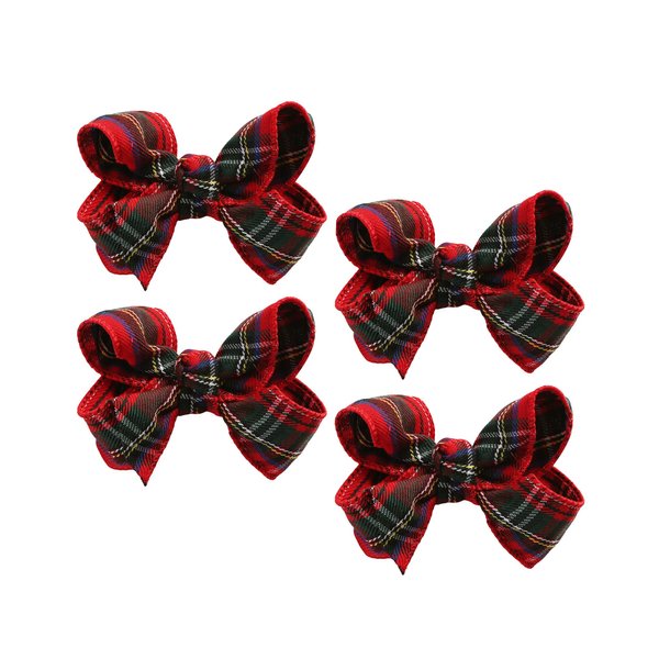 4Pcs Christmas Hair Bows Clips Plaid Ribbon Hair Accessories Red Green Xmas Barrettes Party Decorations for Women