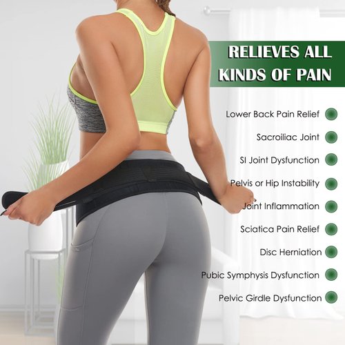 Sacroiliac SI Hip Belt for Women Men SI Joint Hip Belt Lower Back Support Brace Hip Braces for Hip Pain Pelvic Support Belt Adjustable Sciatica Pelvis Lumbar Pain Relief Trochanter